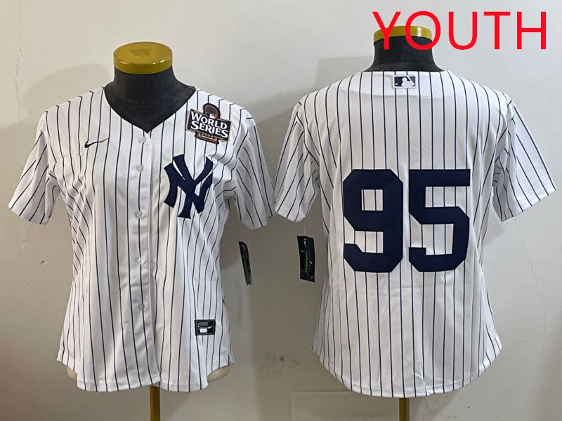 Youth New York Yankees 95 No Name White Stripe Game 2025 Nike MLB Jersey style 4